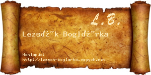 Lezsák Boglárka névjegykártya